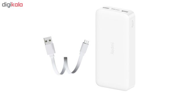 پاوربانک شیائومی مدل Redmi ظرفیت 20000 میلی آمپرساعت به همراه کابل تبدیل microUSB