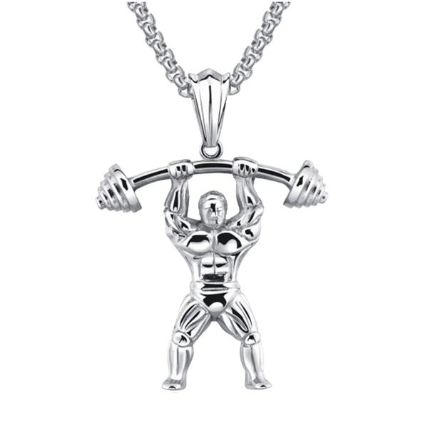 گردنبند طرح وزنه بردار مدل NEC345S0