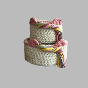 سبد قلاب بافی تریکو طرح یونیکورن مجموعه 2 عددی