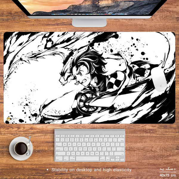 دسک پد طرح انیمه شیطان کش مدل سیاه سفید پرمیوم Demon Slayer
