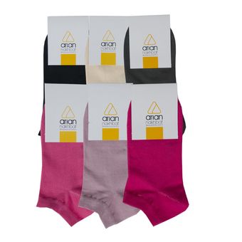 جوراب ساق کوتاه زنانه آریان نخ باف مدل 5622*124 بسته 6 عددی