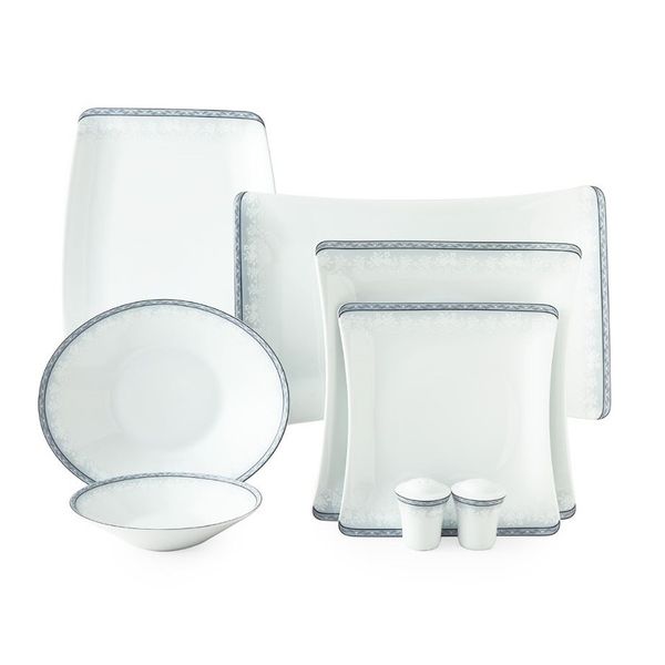 سرویس غذاخوری 97 پارچه چینی زرین ایران مدل وایت رز درجه یک