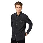پیراهن آستین بلند یقه برگردان مردانه مدل جین دو جیب 4 رنگ زغالی