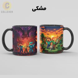 ماگ بازی ماینکرافت (Minecraft) کد 28 (سفید ، مشکی ، حرارتی)