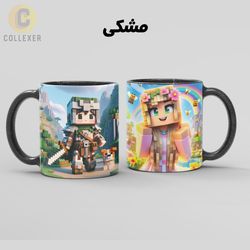 ماگ بازی ماینکرافت طرح دخترانه (Minecraft) کد 05 (سفید ، مشکی ، حرارتی)