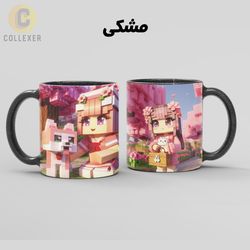 ماگ بازی ماینکرافت طرح دخترانه (Minecraft) کد 06 (سفید ، مشکی ، حرارتی)