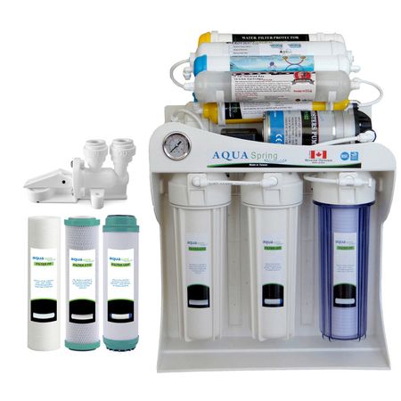 دستگاه تصفیه کننده آب آکوآ اسپرینگ به همراه فیلتر بسته 3 عددی و کیت نشتی گیر