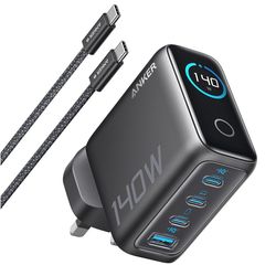 شارژر دیواری 140 وات 4 پورت انکر مدل B0DPKP7RD8 به همراه کابل USB-C به طول 1.5 متر3پین اروپا