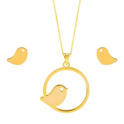 نیم ست طلای 18 عیار زنانه مریم اکرمی گلد گالری مدل GLE171