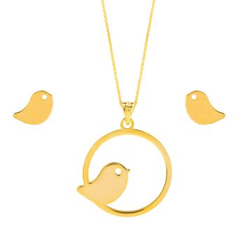 نیم ست طلای 18 عیار زنانه مریم اکرمی گلد گالری مدل GLE171