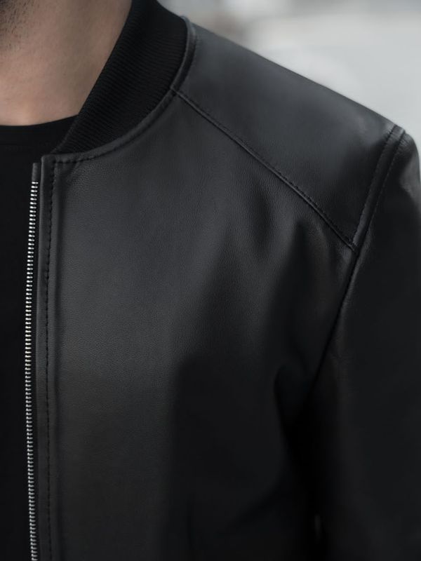 کاپـشن چرم طبیعی مشکی j151