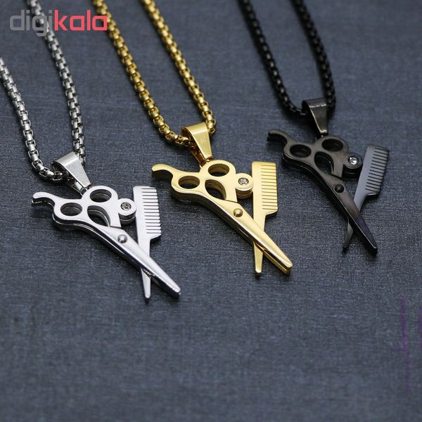 گردنبند مردانه طرح قیچی و شانه کد SC-01