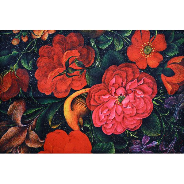 رومیزی مدل مخمل طرح گل و مرغ کد 92