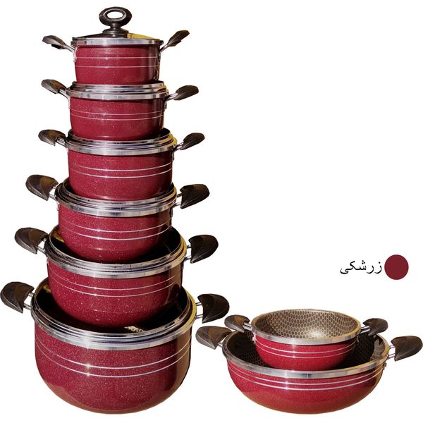 سرویس پخت و پز 14 پارچه هلنا طرح چدن مدل 55410