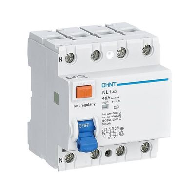 کلید محافظ جان چهار پل 40 آمپر چانت مدل NL1-4P-40A-30mA