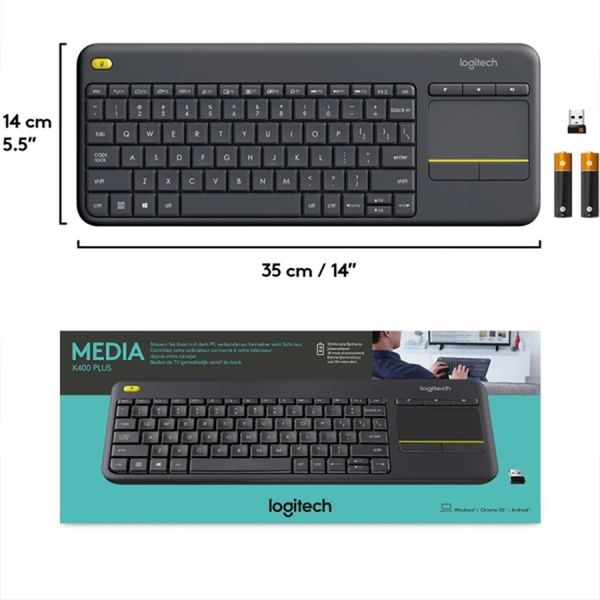 کیبورد بی سیم لاجیتک مدل K400 Plus Wireless