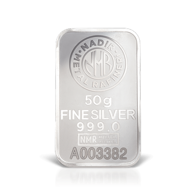 شمش نقره 50 گرمی ندیر