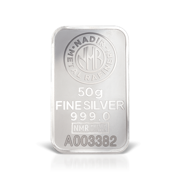 شمش نقره 50 گرمی ندیر