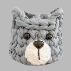 سبد قلاب بافی تریکو طرح خرس کد 25