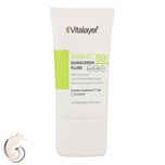فلوئید ضدآفتاب بیرنگ ویتالیر SPF50 مدل Activit، مناسب پوستهای مختلط و چرب، حجم 50 میلیلیتر
