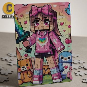 پازل چوبی بازی ماینکرافت طرح دخترانه (Minecraft) - کد 01