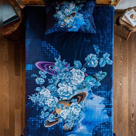 سرویس  کاورلحاف هوم اند بس مدل Flowers Of The Universe تک نفره 3 تکه