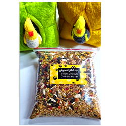 غذای عروس هلندی-کوتوله-مرغ عشق و طوطی سانان(هفت تخم) - بسته 500 گرمی