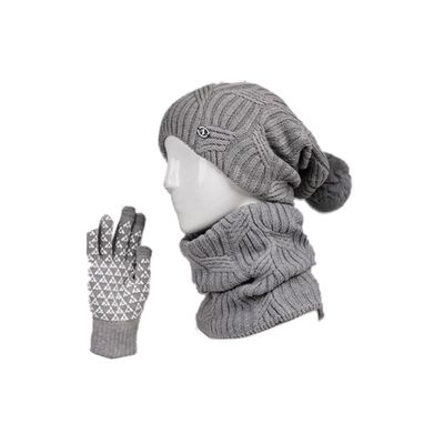 ست کلاه و شال گردن و دستکش بافتنی زنانه مدل MDSS-CH5296