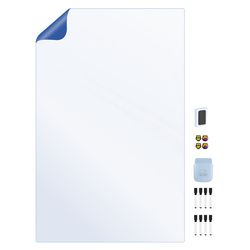 تخته وایت‌برد دیواری هوم اند فریج پشت چسب مدل CLASSROOM H&F سایز 100x60x0.06 سانتی‌متر به همراه ماژیک، مگنت، هولدر و تخته پاک کن