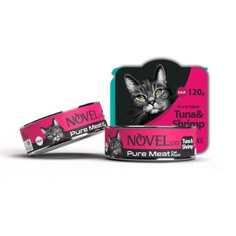 کنسرو گربه نوول مدل ماهی و میگو وزن 120 گرم