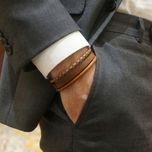 دستبند چرم طبیعی مردانه برسانو مدل سه‌نوا کد 1153