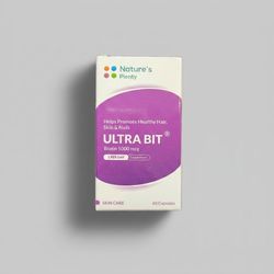 کپسول بیوتین 5 میلی گرم نیچرز پلنتی اولترا بیت بسته 60 عددی تقویتکننده مو، پوست و ناخن با مصرف روزانه یک عدد