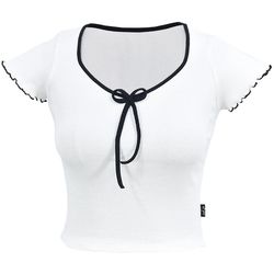 کراپ‌ تی‌شرت آستین کوتاه زنانه دل آویز مدل H347