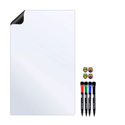 وایت برد مغناطیسی منعطف هوم اندفریج مدل رویخچالی طرح BASIC 9A سایز 40x25 سانتی‌متر به همراه ماژیک و مگنت مجموعه 9 عددی