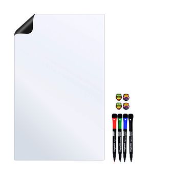 وایت برد مغناطیسی منعطف هوم اندفریج مدل رویخچالی طرح BASIC 9A سایز 40x25 سانتی‌متر به همراه ماژیک و مگنت مجموعه 9 عددی