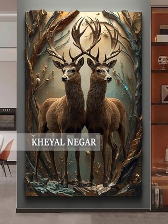 تابلو شگفت‌انگیز گوزن‌های نر در دل طبیعت _  کد O47