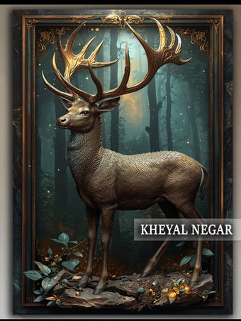 تابلو عکس گوزن شگفت انگیز در دل جنگل _ کد: O48