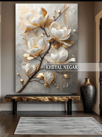 تابلو هنری گل‌های مگنولیا با طراحی زیبا _ کد O54