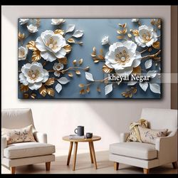 تابلو هنری مدرن گل‌های مگنولیا با طراحی مدرن _ O56