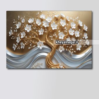 تابلو هنری درخت با گل‌های زیبا و طراحی شیک _  O57