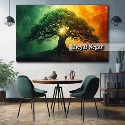 تابلو هنری درخت با نور خورشید و طراحی خلاقانه _ کد O61