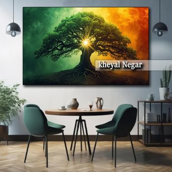 تابلو هنری درخت با نور خورشید و طراحی خلاقانه _ کد O61