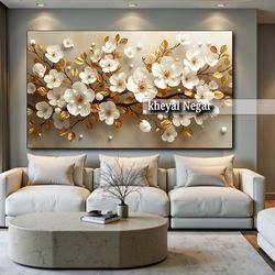 تابلو هنری گل‌های مگنولیا با طراحی زیبا و مدرن _ O66