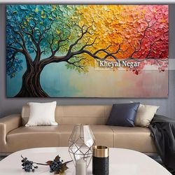 تابلو عکس هنری درخت رنگین با طراحی زیبا _کد O70