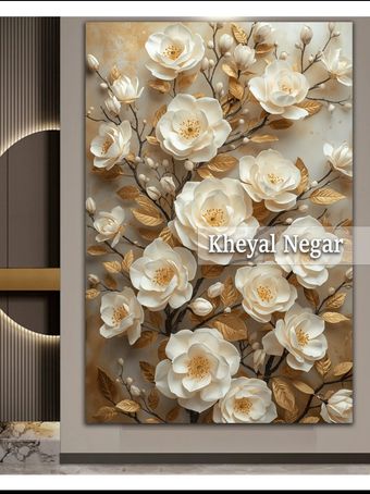 تابلو هنری با گل‌های لطیف و طراحی زیبا _ کد O74