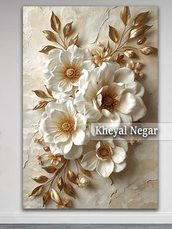تابلو هنری گل‌های زیبا و طراحی مدرن _ کد: O75