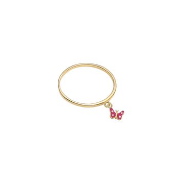 انگشتر طلا 18 عیار دخترانه گالری طلا مریم اکرمی مدل رینگ و پروانه