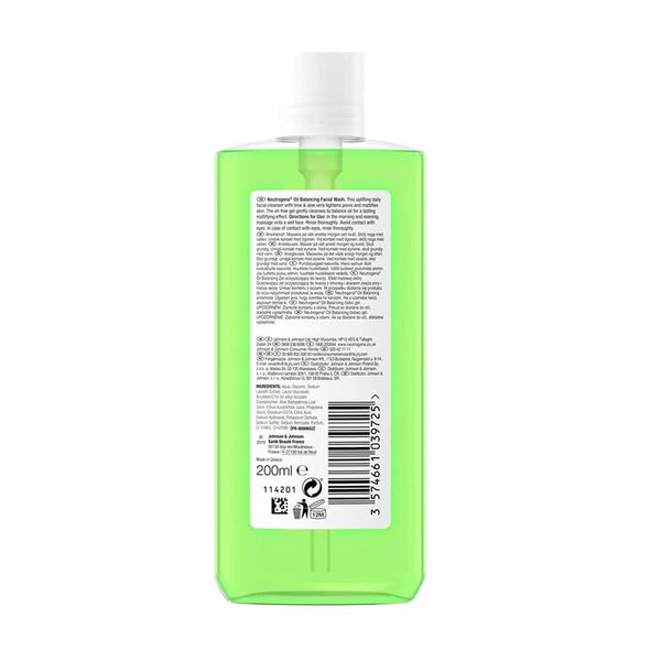 ژل شستشو صورت نوتروژینا مدل Oil Balancing حجم 200 میلی لیتر