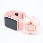 ست ساعت هوشمند دخترانه به همراه ایرپاد شیشه ای و ست جواهرات نگینی مدل WS x18 mini