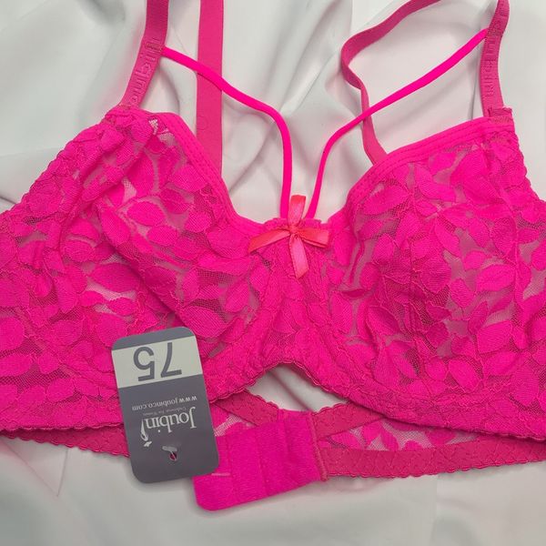 ست شورت و سوتین زنانه ژوبین مدل گیپوری طرح برگ رنگ سرخابی